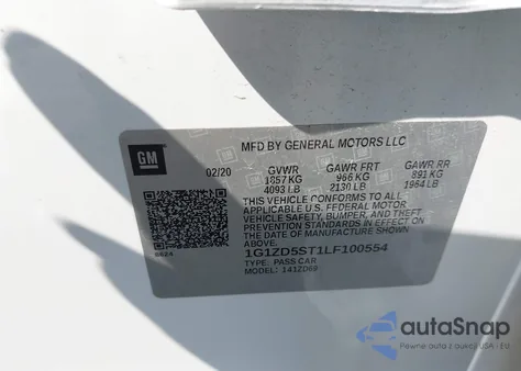 2020 Chevrolet Malibu Fwd Lt из США, поврежденный, VIN 1G1ZD5ST1LF100554